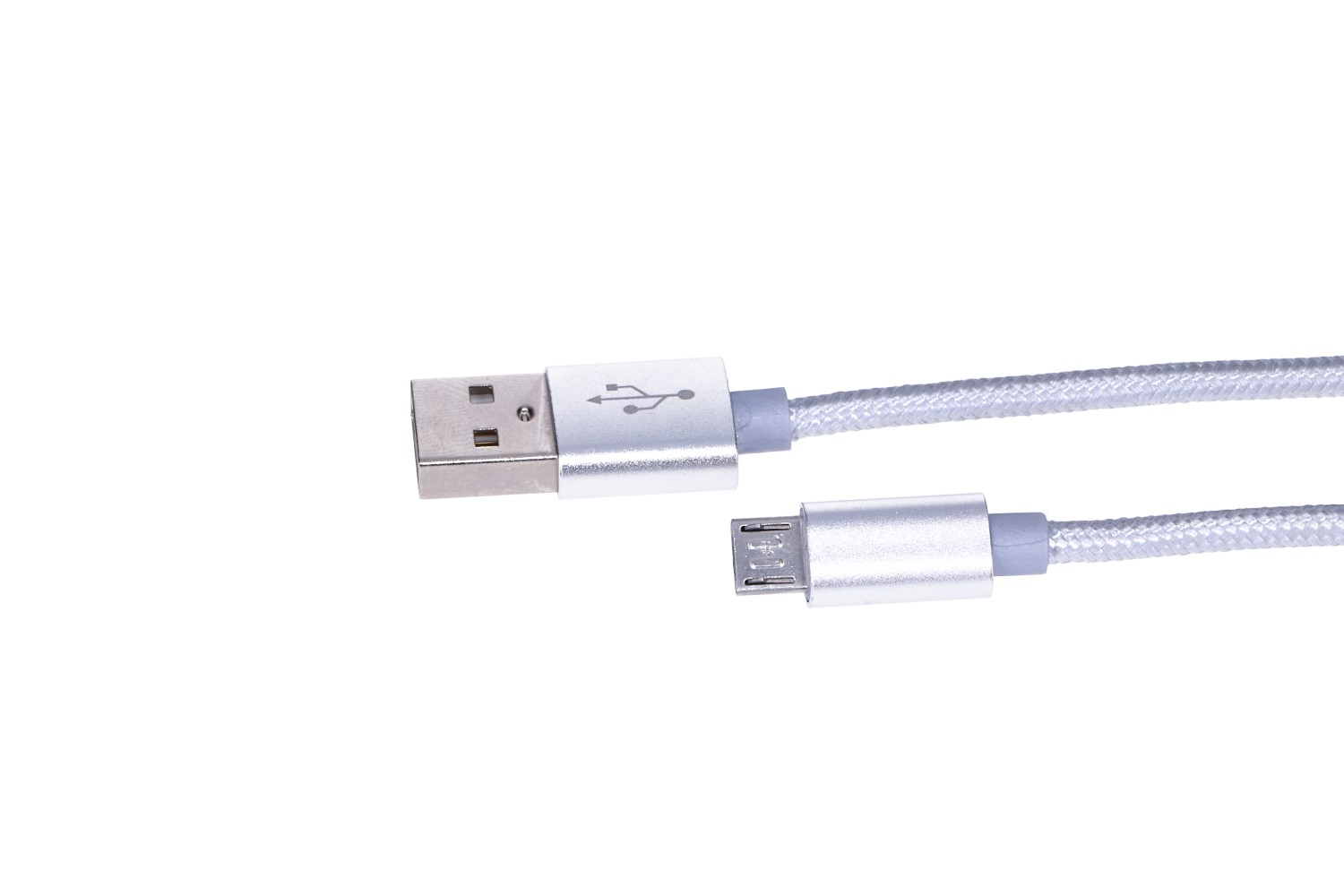 Extralink MicroUSB Cable for ANDROID Smartphones, 2A, 1M Length, Reinforced with Braided Shield, Silver