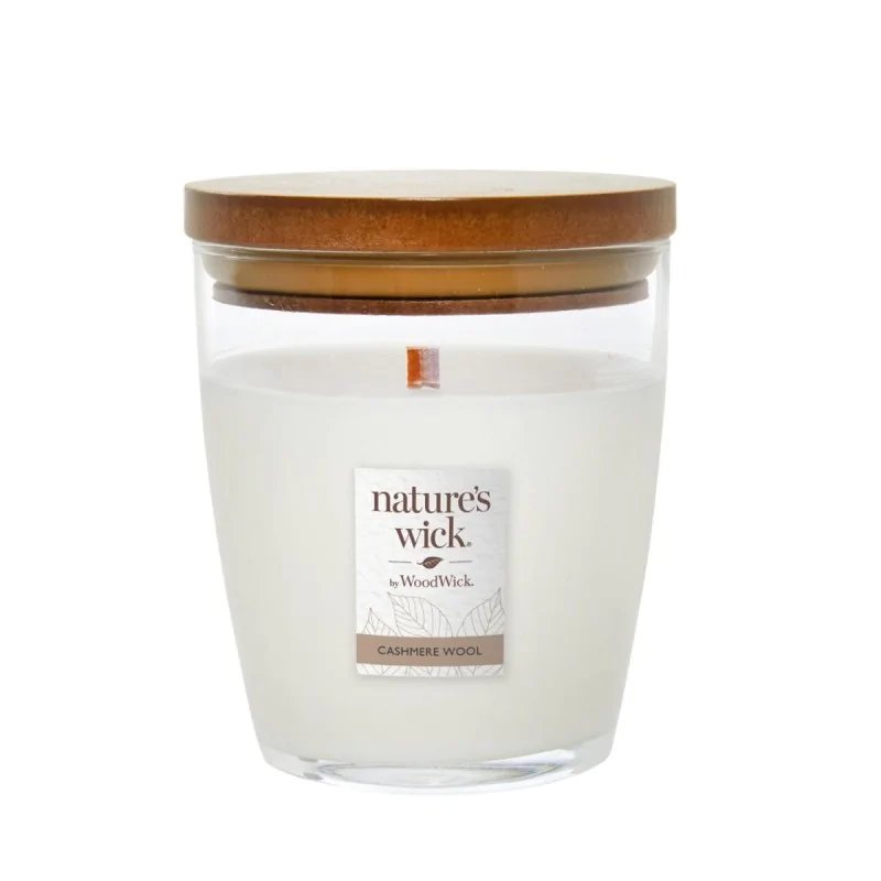 WoodWick Nature's Wick Cashmere Wool Scented Candle Medium, 1 Wooden Wick, 284g