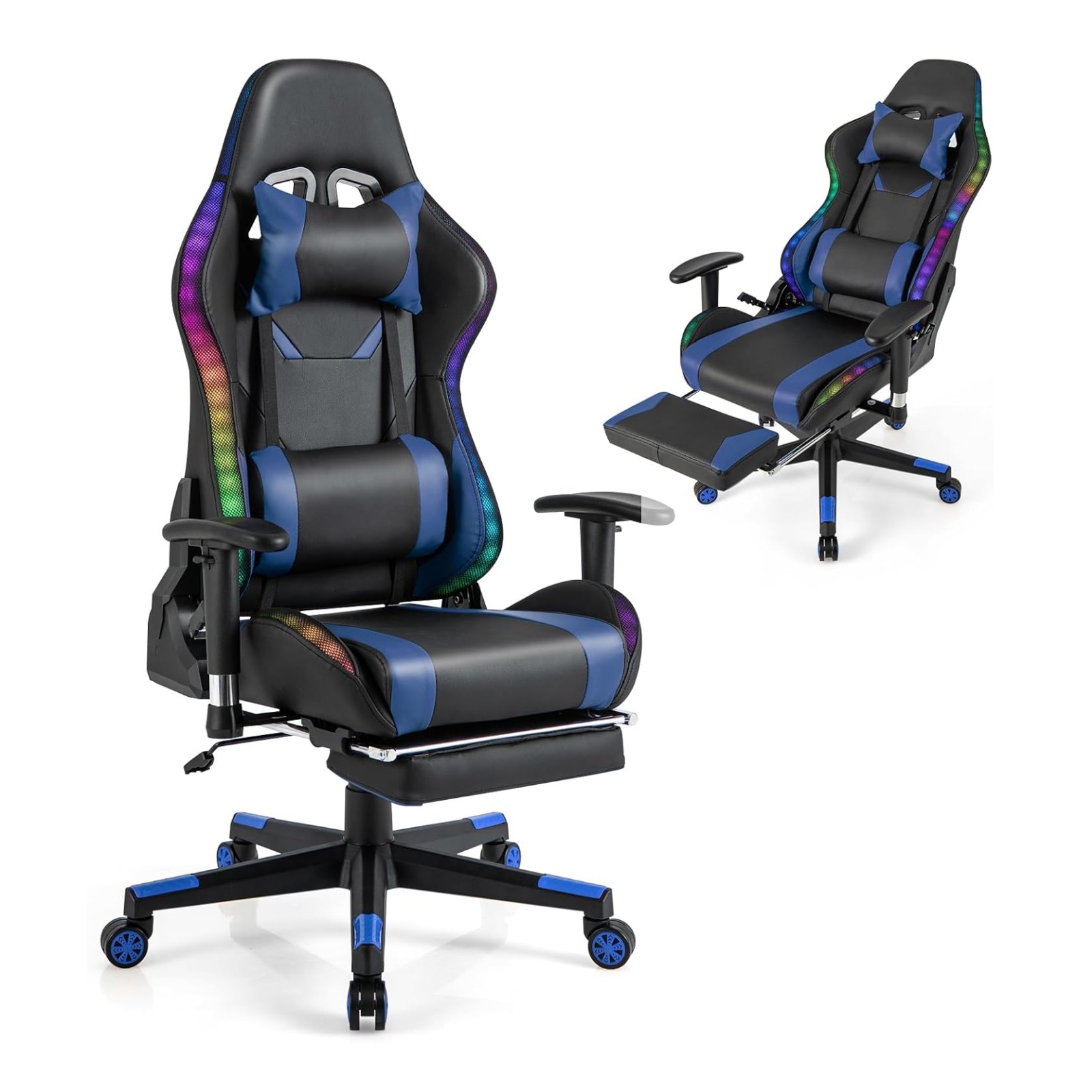 Extralink Gaming Chair EVO 730-5 LED Black with Footrest, LED Backlight