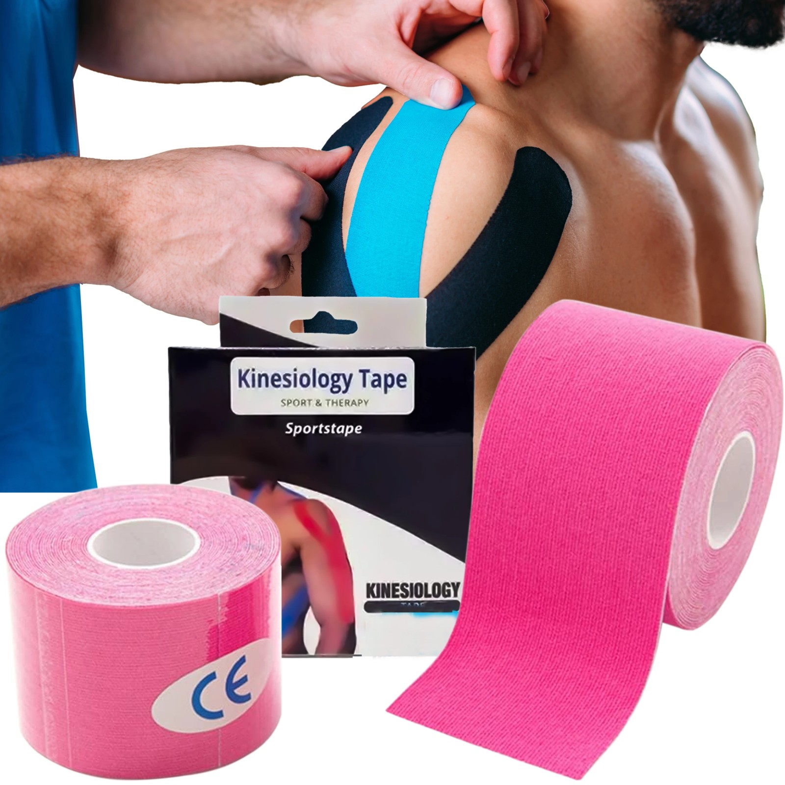 Extralink Kinesiology Tape, Kinesiotaping Strips, Sports Tape, Pro 5mx5cm Pink