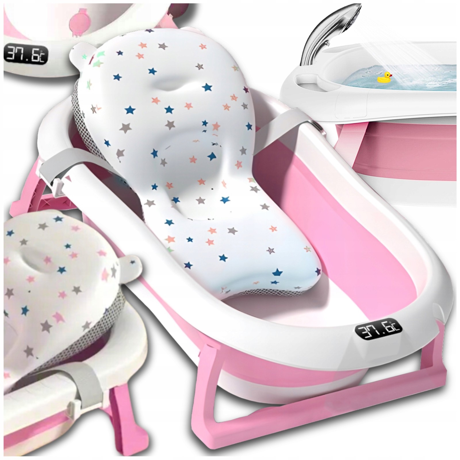 Extralink Kids Bathtub, Pink with LED Thermometer