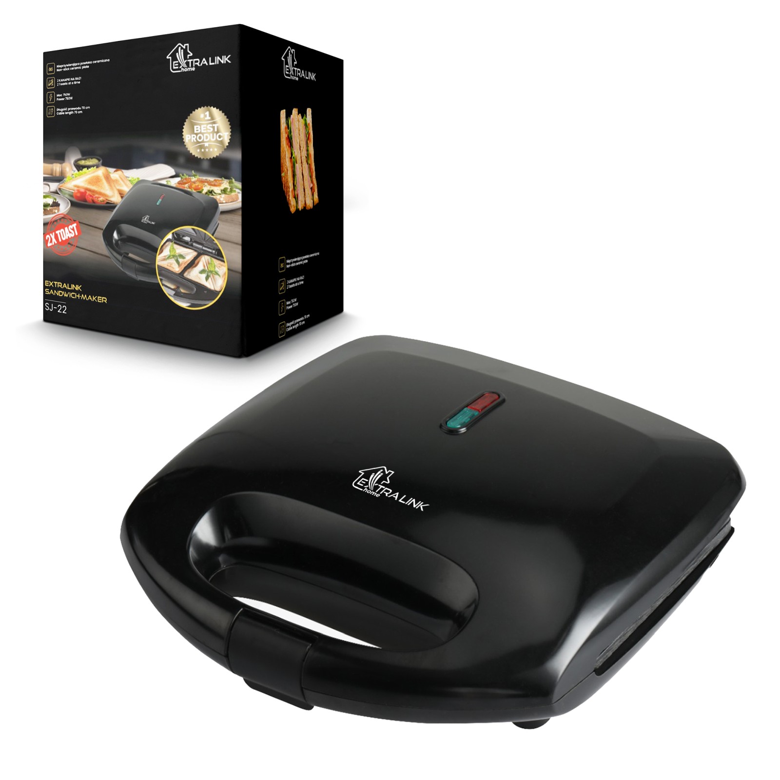 Extralink Smart Life Sandwich Maker SJ-22, 750W