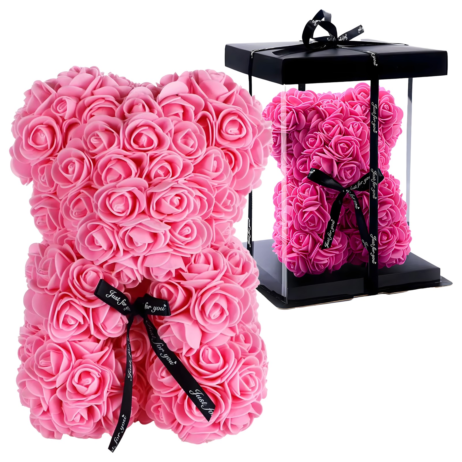 LED Rose Teddy Bear Extralink Home, Pink Rose Set 25cm