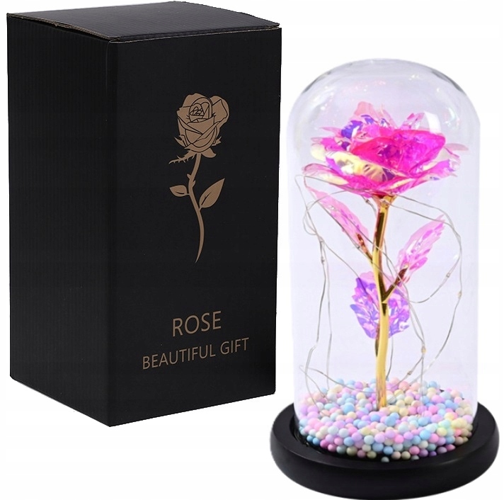 Eternal Rose in Glass Extralink Home, Pink LED Light