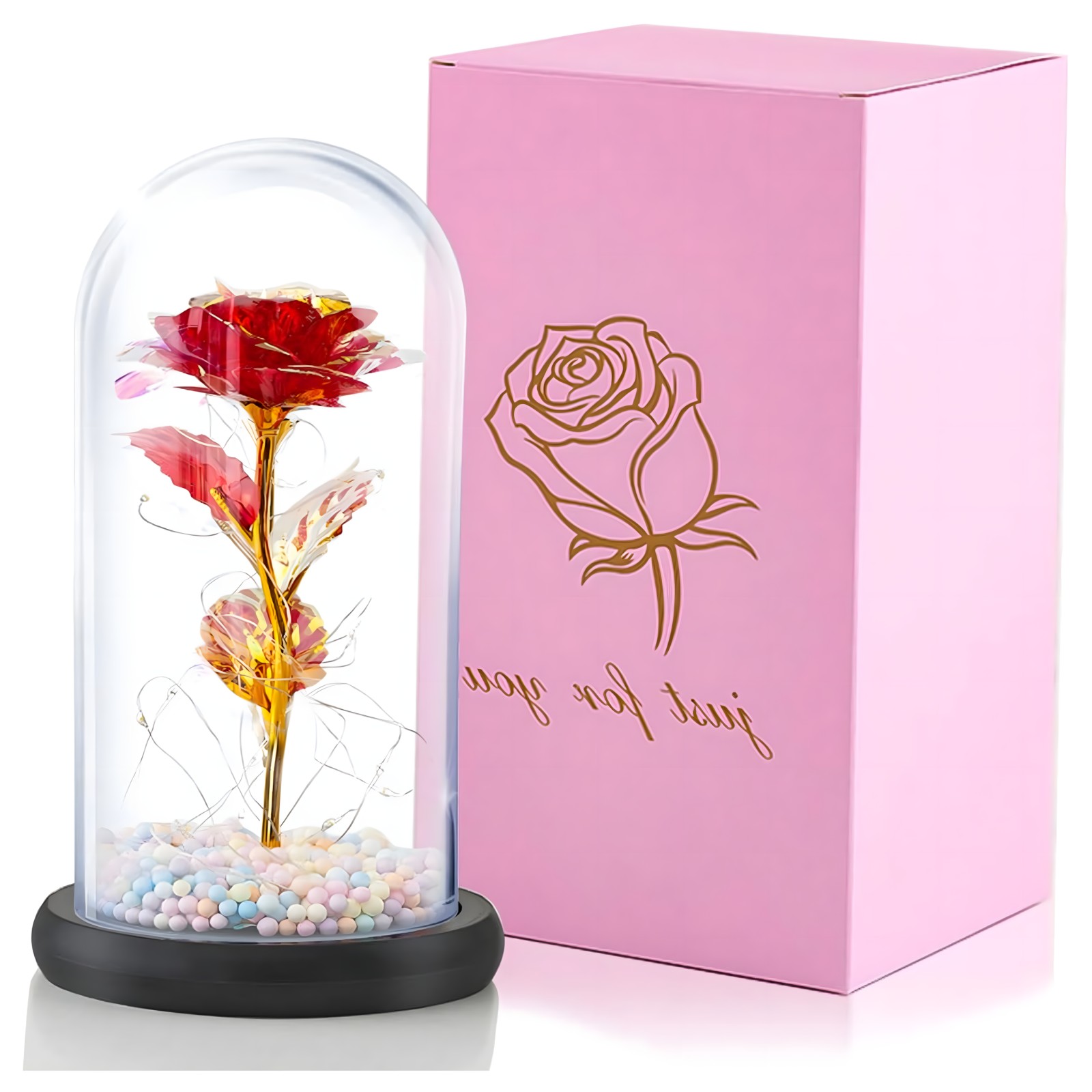Eternal Rose in Glass Extralink Home, Red LED Glowing