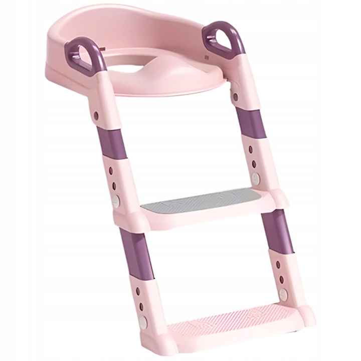 EXTRALINK KIDS NAKŁADKA NA SEDES ZE STOPNIEM DO NAUKI WC DLA DZIECI DRABINKA DO DESKI NA TOALETĘ RÓŻOWA