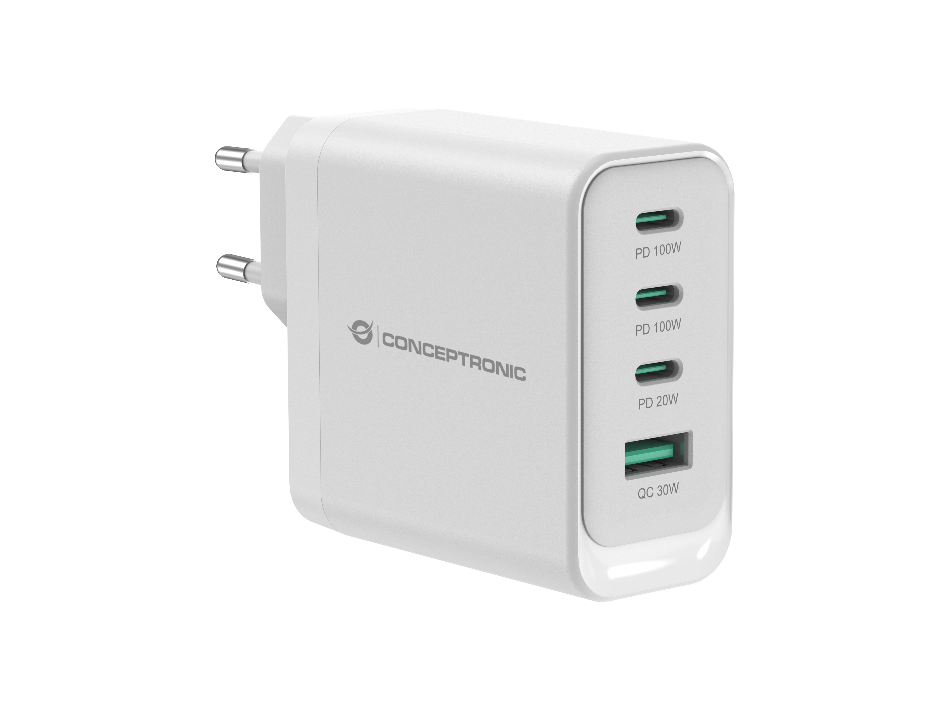 4-Port 100W GaN USB PD Charger - USB-C x 3 - USB-A x 1 - QC 3.0 - PPS - PD 3.0