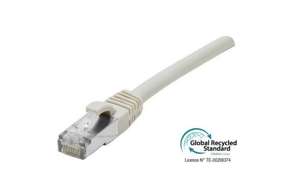Cordon RJ45 catégorie 6 F/UTP PVC écologique snagless gris certifié GRS - 1,5 m