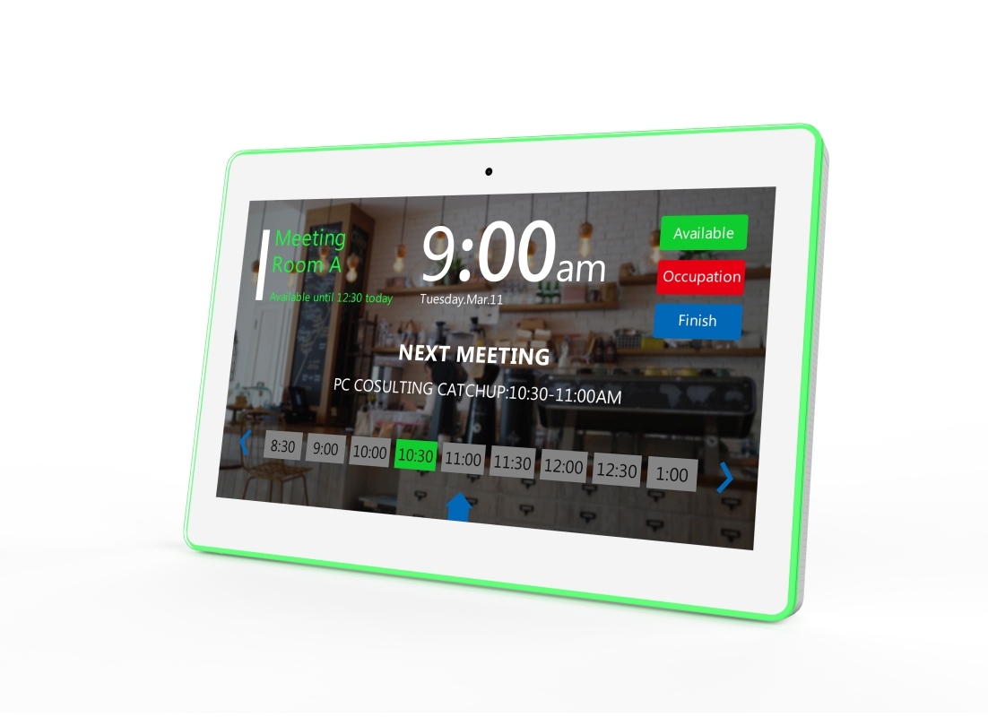 ALLNET Meetingraum RGB LED Tablet 15 Zoll RK3399 weiß Android 10 und NFC/RFID