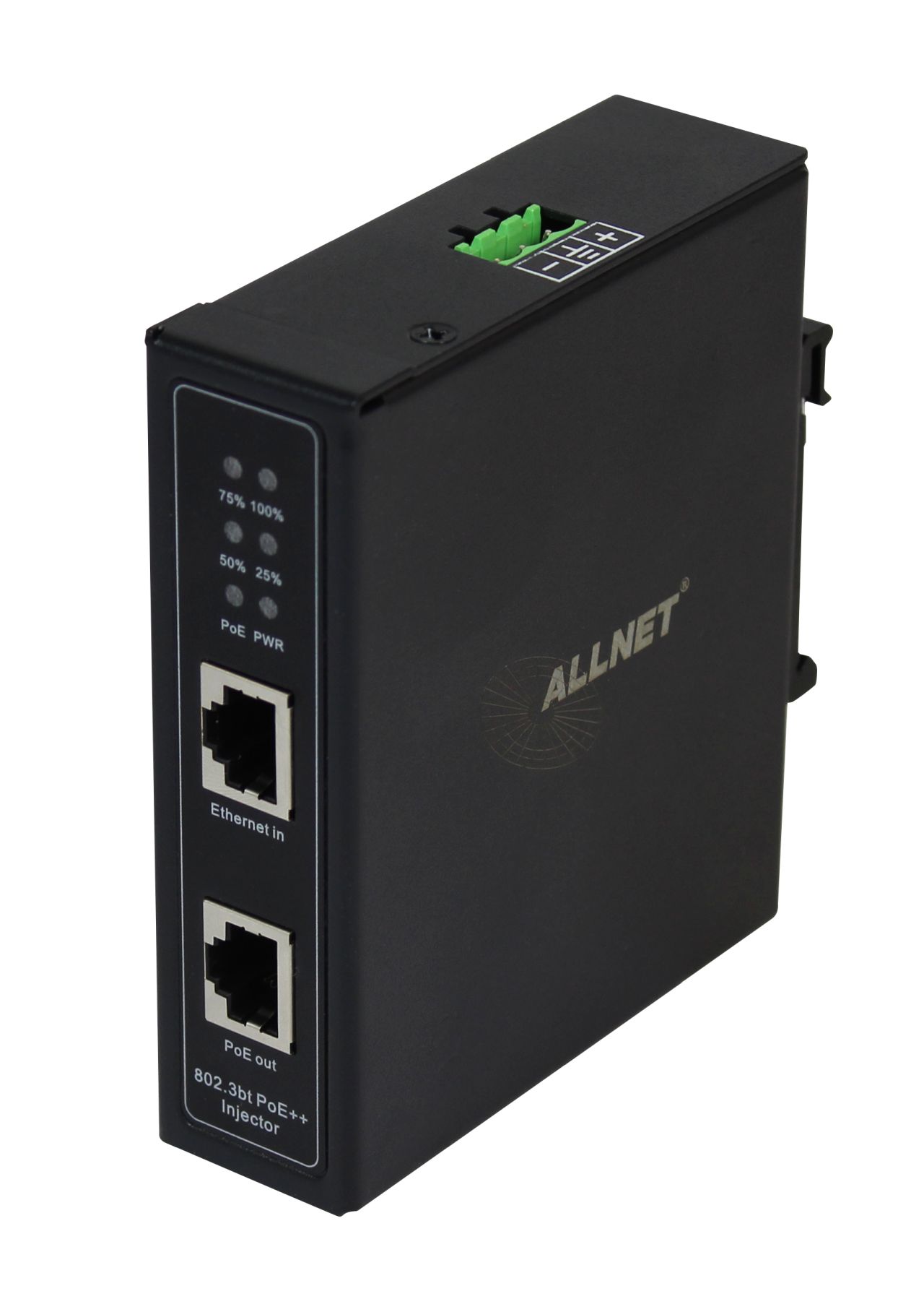 ALLNET PoE Injektor Industrial Gigabit / PoE BT (15,4W/30W/90W) / DIN / Metallgehäuse / \"ALL-PI2014-I-BT90\"