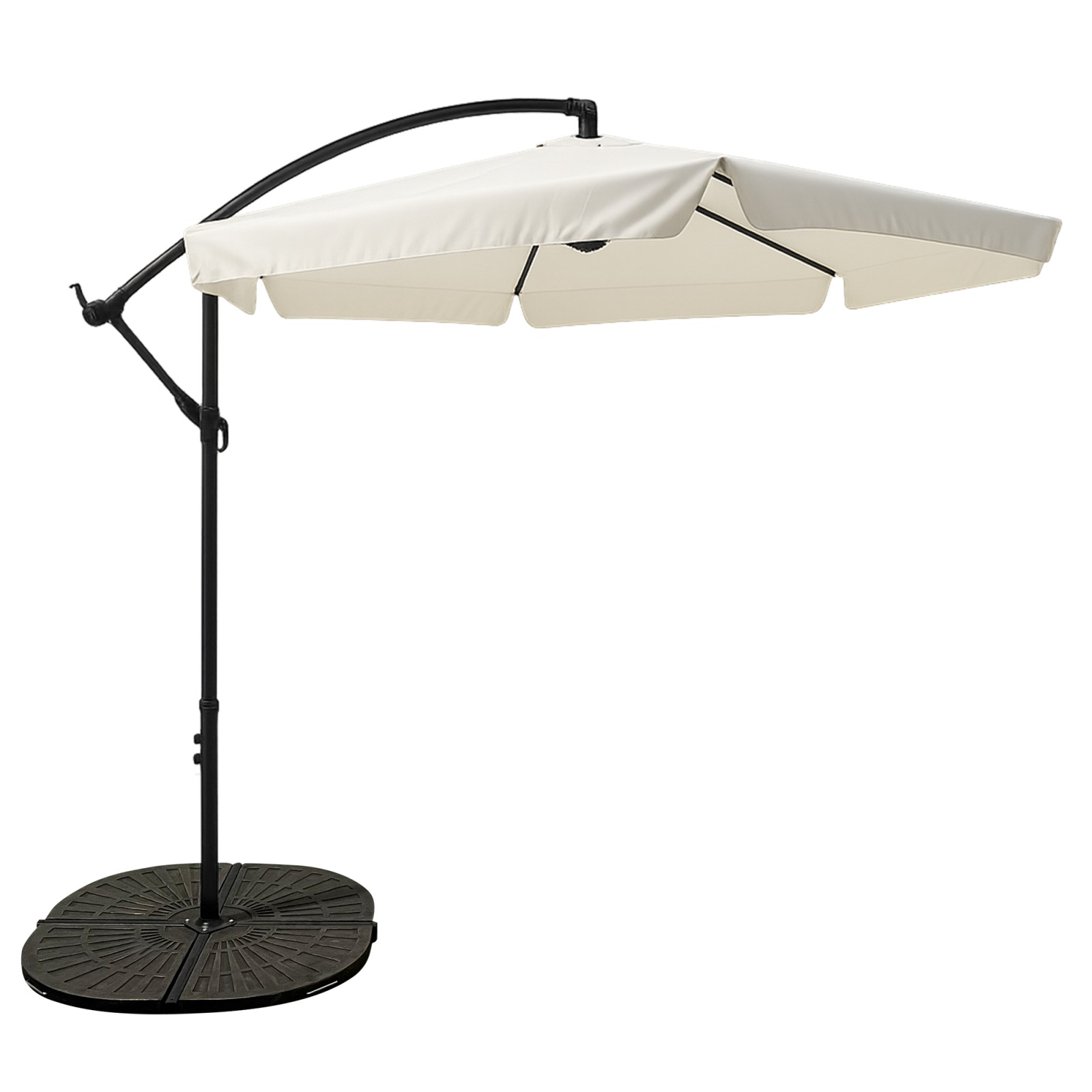 Black Forest Garden Umbrella with Side Panels, Large 3m Beige Cantilever