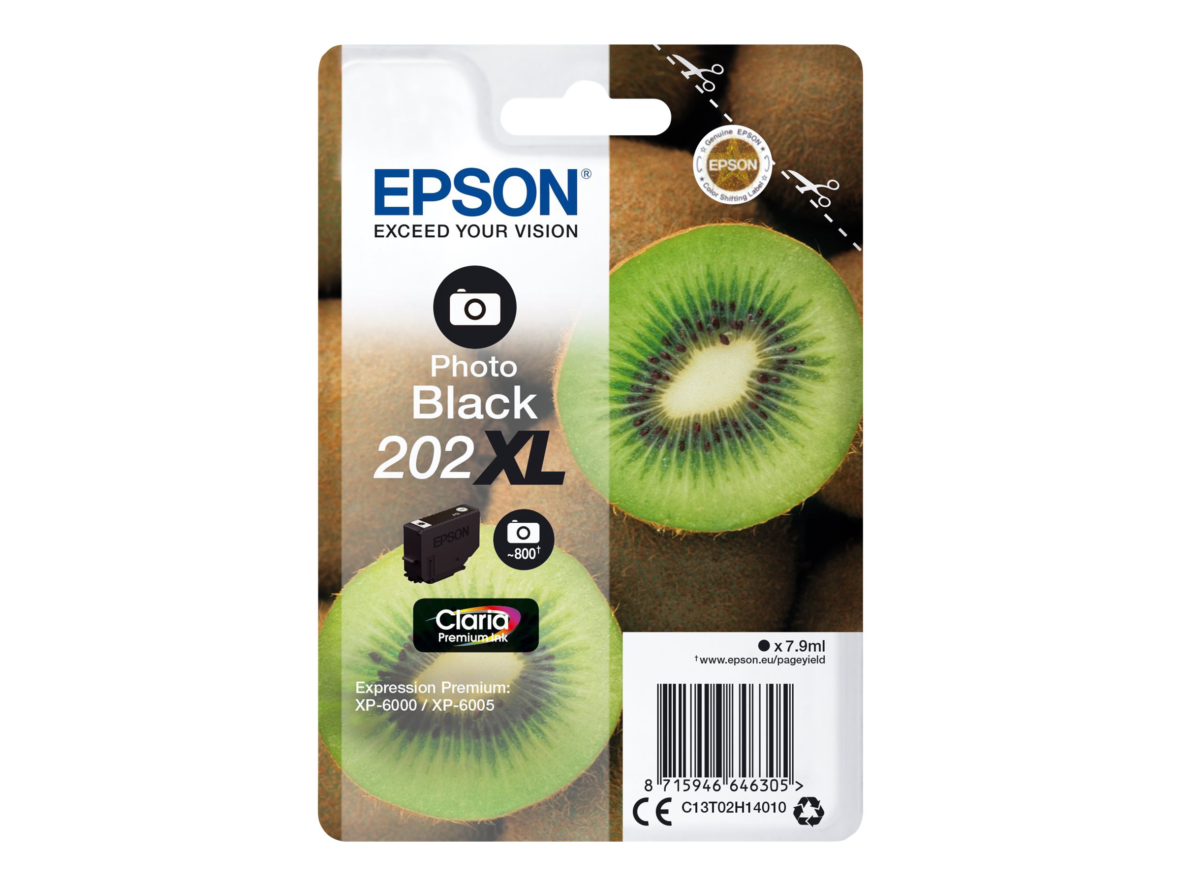 Epson 202XL Foto-sort 800 sider Blæk C13T02H14010