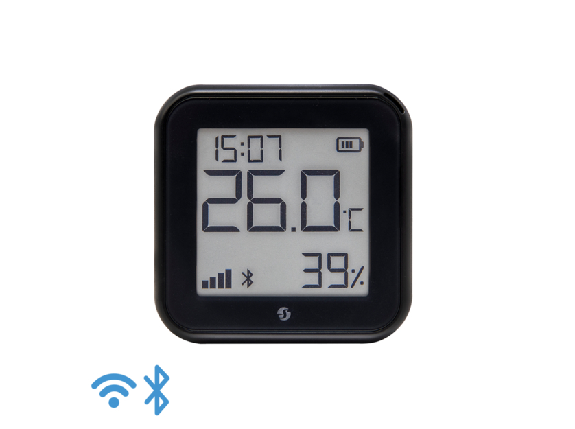 Shelly H&T 3. Gen Temperatur- og fugtigheds sensor med display Sort