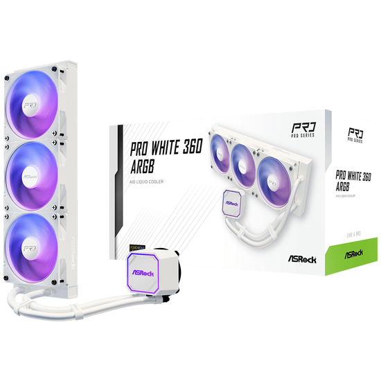 Asrock Pro 360 ARGB kølesystem 1-pack Hvid 120 mm