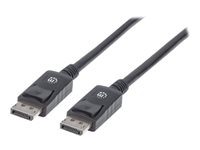 Manhattan DisplayPort 1.2 Cable, 4K@60hz, 2m, Male to Male, With Latches, Fully Shielded, Black, Lifetime Warranty, Polybag DisplayPort kabel 2m Sort