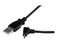 StarTech.com 2m Micro USB Cable Cord - A to Up Angle Micro B - Up Angled Micro USB Cable - 1x USB A (M), 1x USB Micro B (M) - Black (USBAUB2MU) USB-kabel 2m Sort