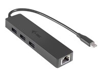 i-Tec USB C Slim 3-port HUB with Gigabit Ethernet adapter Sort