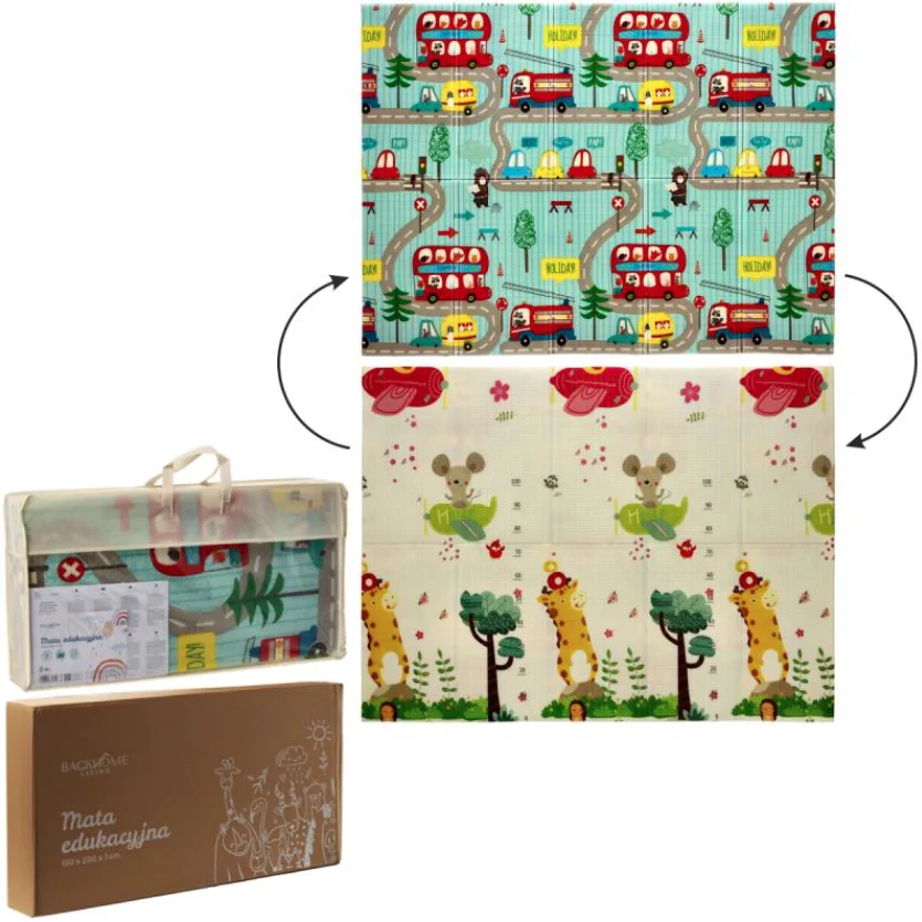 STIMULATORY EDUCATIONAL TWO-SIDED MAT 150x200x1 CM FOLDABLE CARS-SAMILOTS BAG