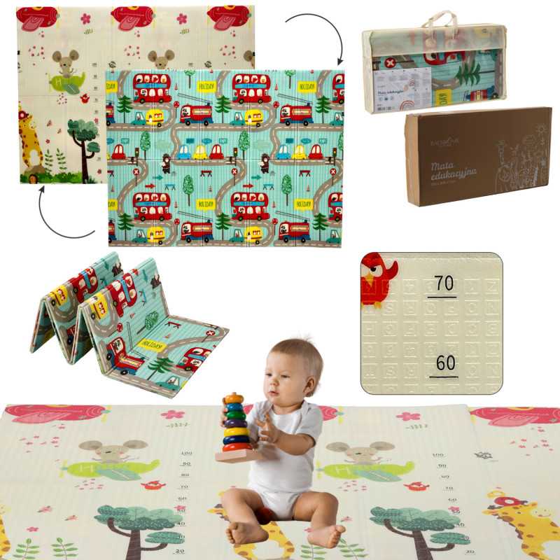 Extralink Double-Sided Educational Play Mat, 150x200x1 cm Foldable Cars-Airplanes + Bag