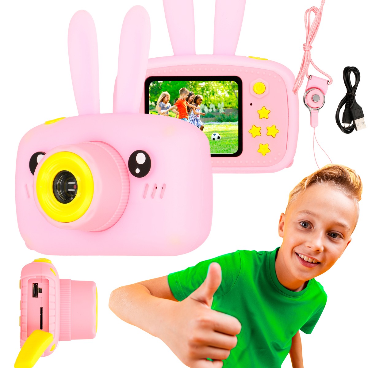 Extralink Kids Camera H23 Pink Digital Camera, 1080P 30fps, 2.0" Display