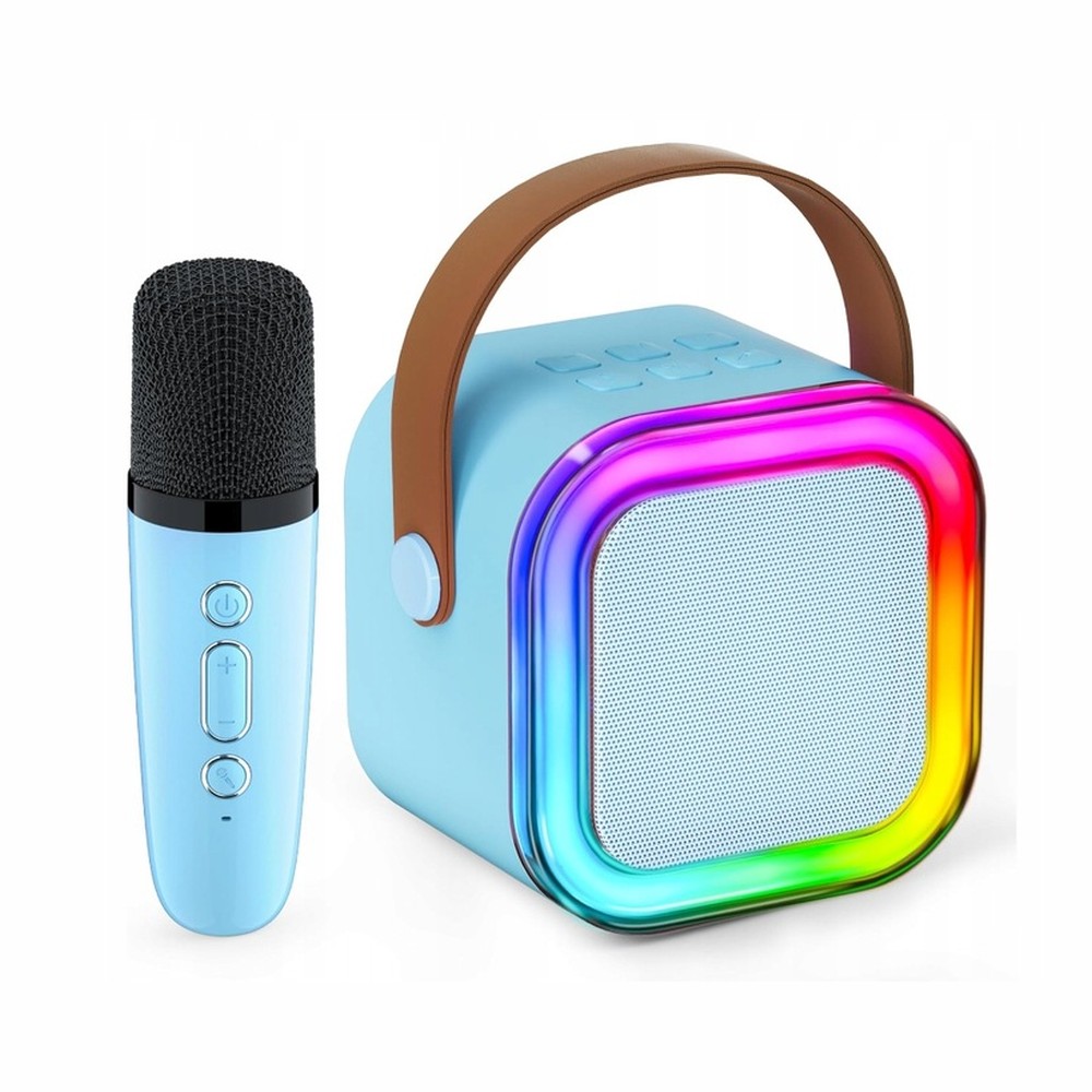 Extralink Kids Mini Karaoke LED Speaker 1x Mic Blue | Karaoke Set | speaker, 1x microphone, Bluetooth, AUX, SD card slot, RGB li