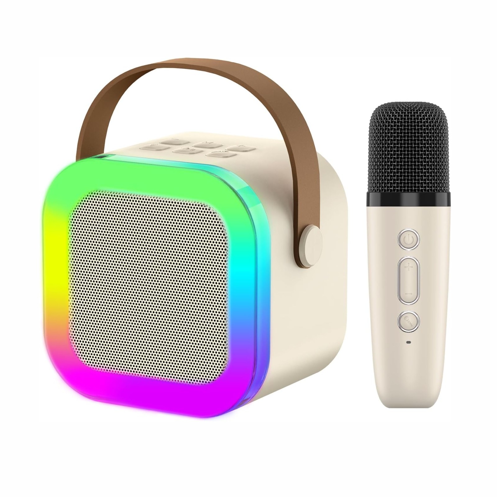 Extralink Kids Mini Karaoke LED Speaker 1x Mic White | Karaoke Set | speaker, 1x microphone, Bluetooth, AUX, SD card slot, RGB l