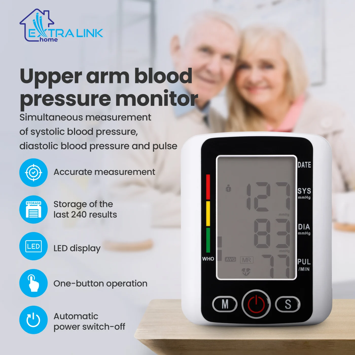 EXTRALINK SMART LIFE ARM BLOOD PRESSURE MONITOR K-69 BLACK