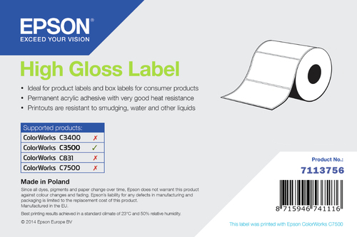 HIGH GLOSS LABEL DIE-CUT ROLL 76MM X 51MM 610 LABELS