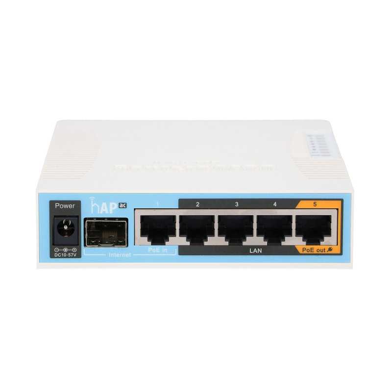 MikroTik hAP ac WiFi Router, RB962UiGS-5HacT2HnT, Dual Band, 5x RJ45 1000Mb/s, 1x SFP, 1x PoE