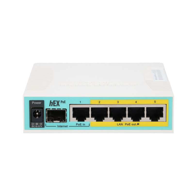 MikroTik hEX PoE Router, 5x RJ45 1000Mb/s, 1x SFP, 1x USB