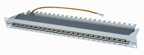 Patch Panel 24xTP, CAT6A, 500Mhz, 19\", Lichtgrau, MPP24-HS K Cat.6^A, Telegärtner,