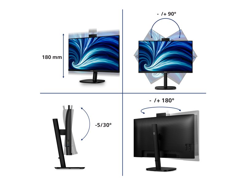 Philips 3000 series 32B2U3601H/00 computer monitor 80 cm (31.5") 2560 x 1440 pixels Quad HD LCD Black