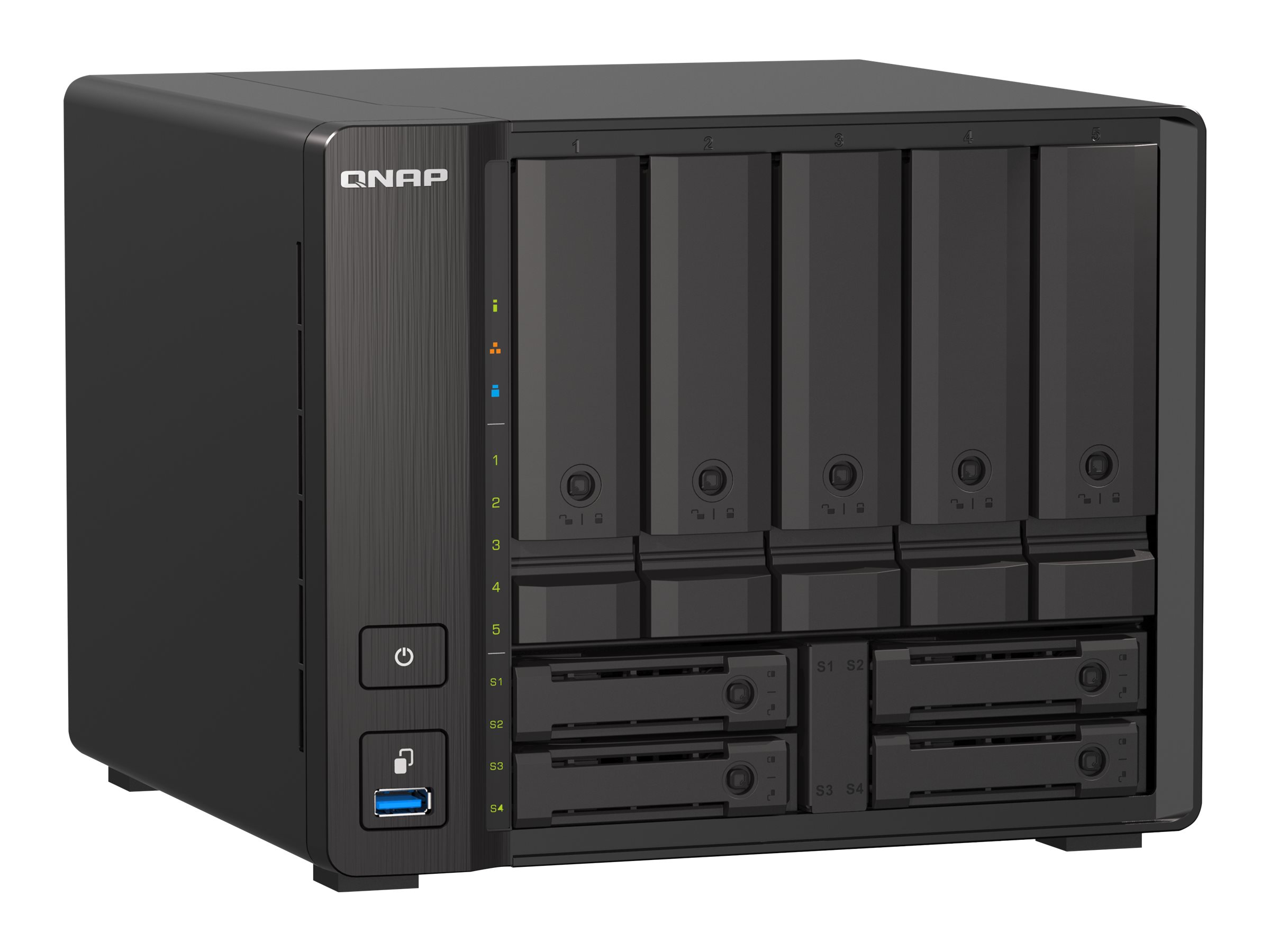 QNAP TS-H973AX NAS Tower Ryzen Embedded V1500B 8 GB DDR4 0 TB QuTS hero Black