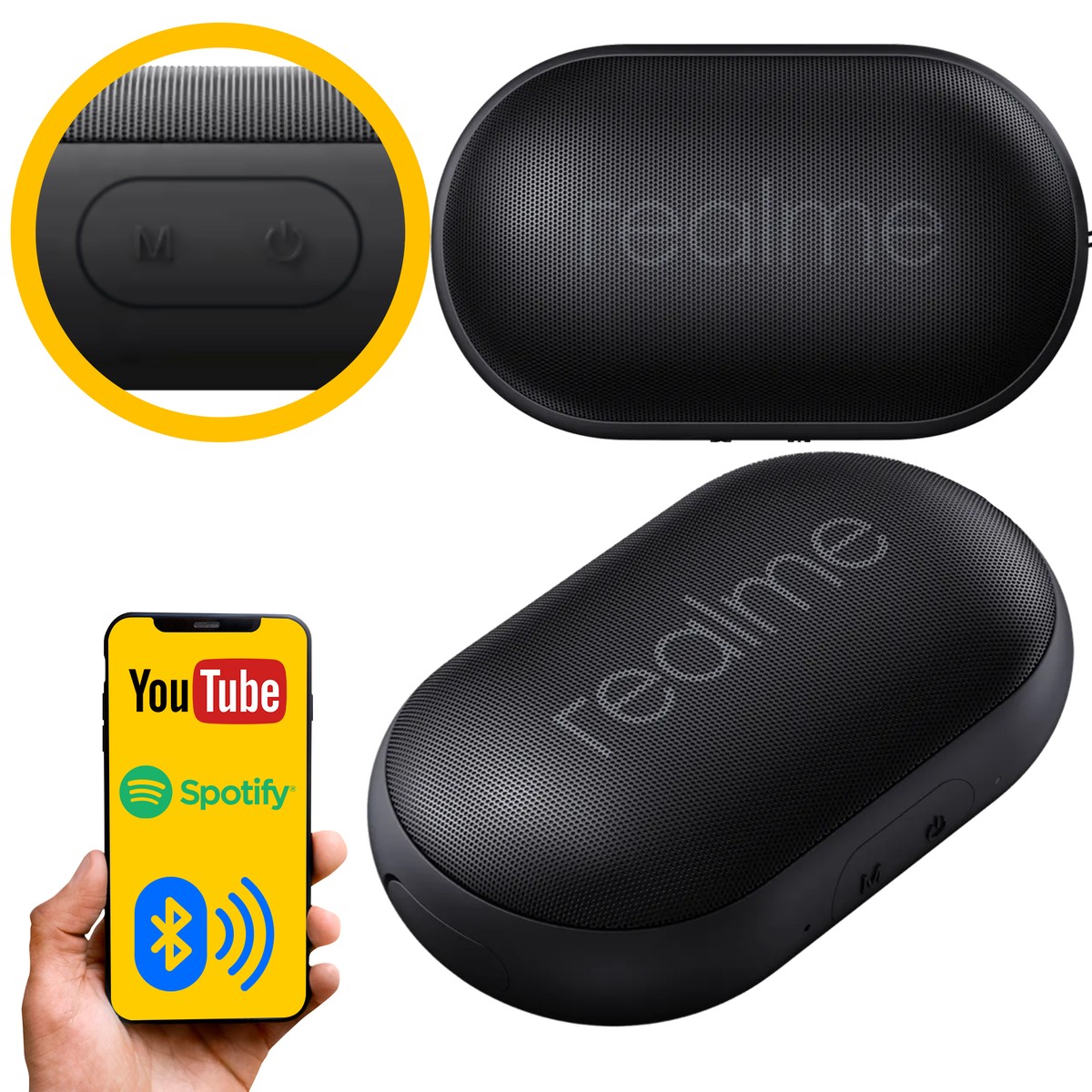 Realme Pocket Bluetooth Speaker Classic Black | Portable speaker | Bluetooth 5.0, IPX5, USB-C
