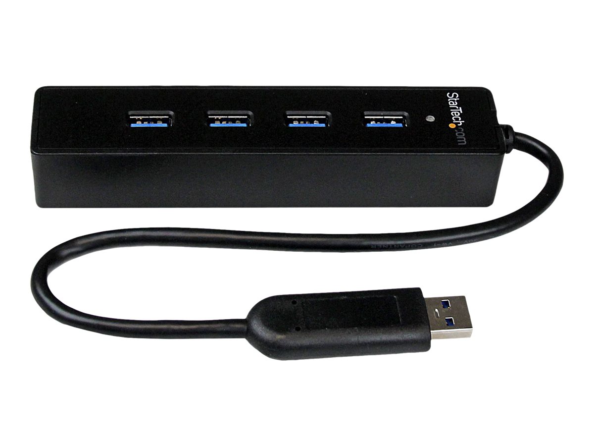 StarTech.com 4 Port Portable SuperSpeed USB 3.0 Hub with Built-in Cable~4 Port Portable SuperSpeed USB 3.0 Hub with Built-in Cable - 5Gbps