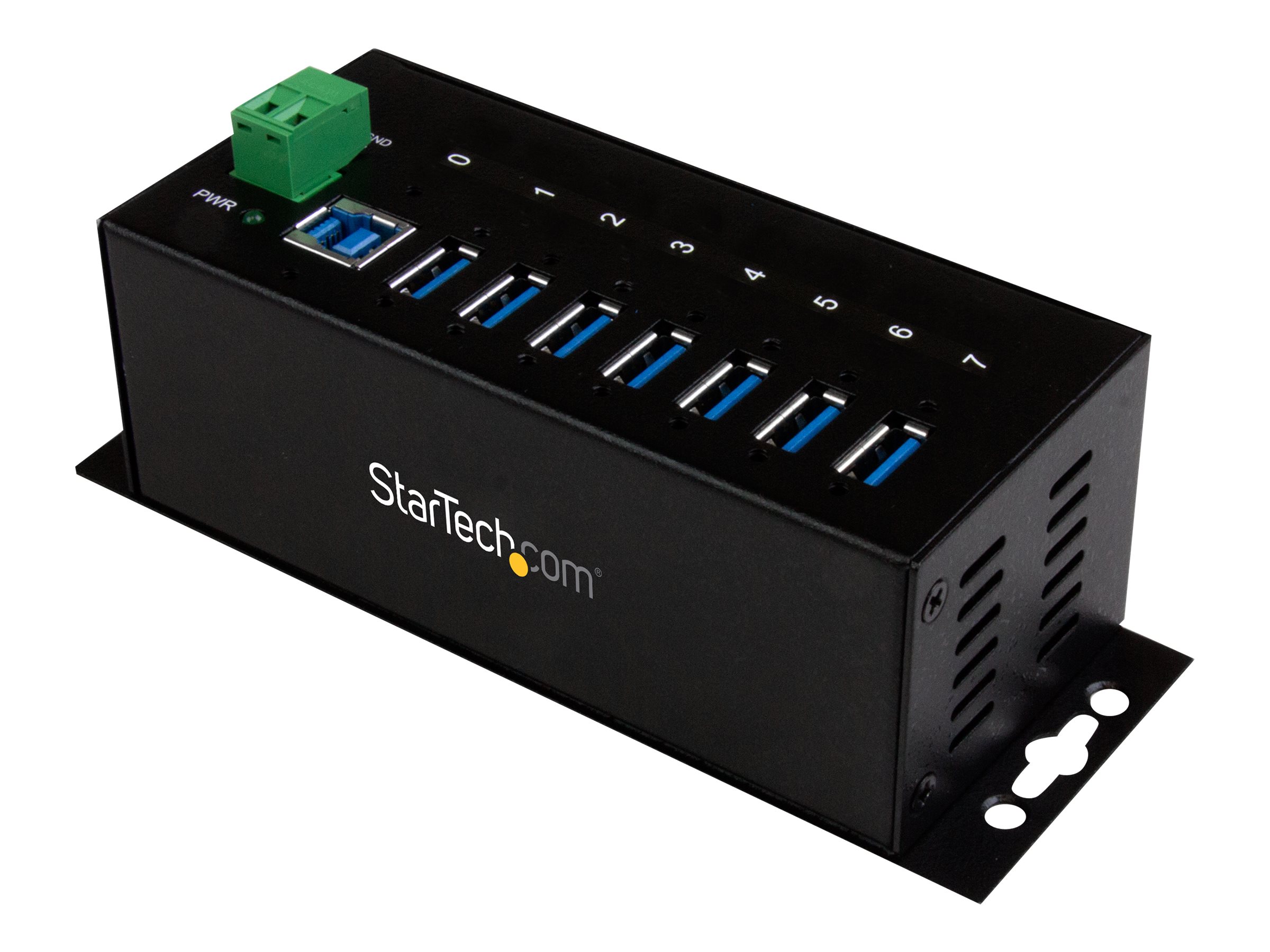 StarTech.com 7-Port Industrial USB 3.0 Hub with ESD Protection~7-Port USB 3.0 Hub (5Gbps) - Metal Industrial USB-A Hub with ESD Protection & 350W Surge Protection - Din Rail, Wall or Desk Mountable - TAA Compliant USB Expander Hub