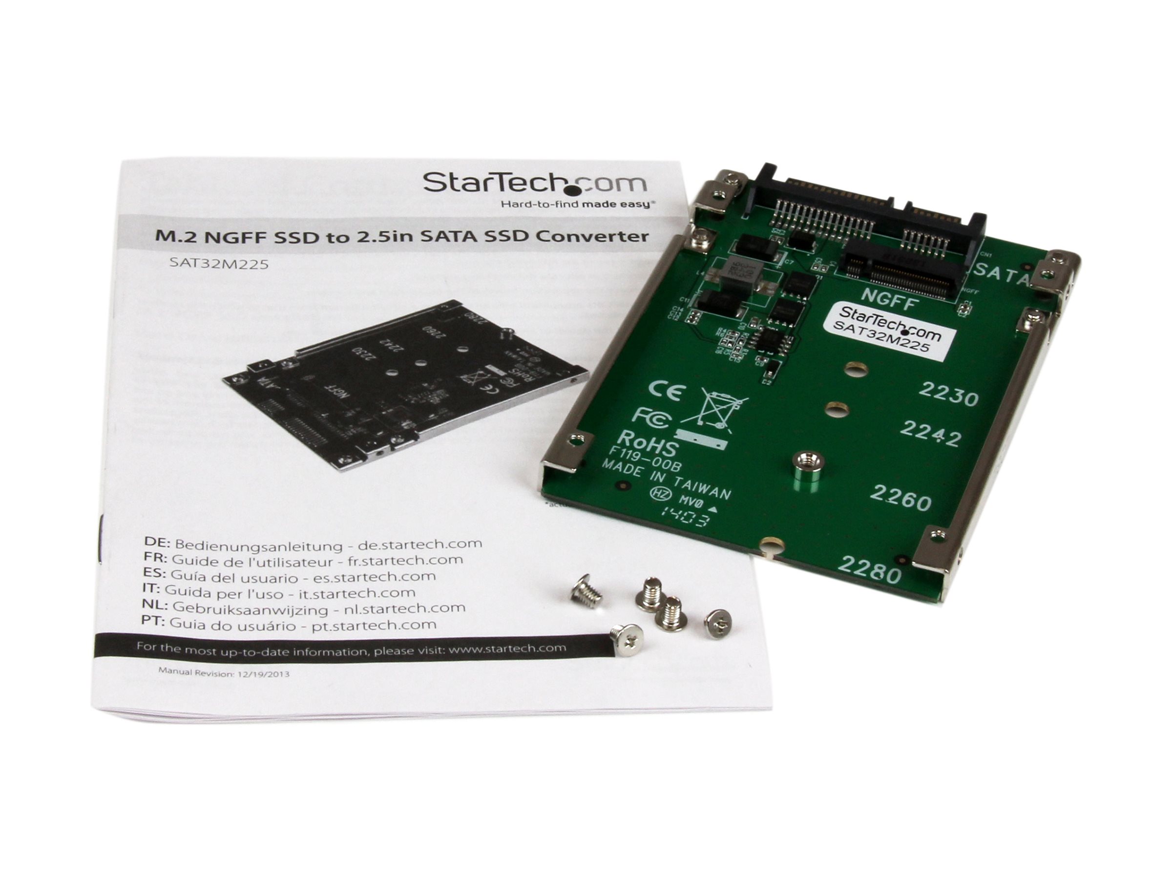 StarTech.com M.2 SATA SSD to 2.5in SATA Adapter - M.2 NGFF to SATA Converter - 7mm - Open-Frame Bracket - M2 Hard Drive Adapter