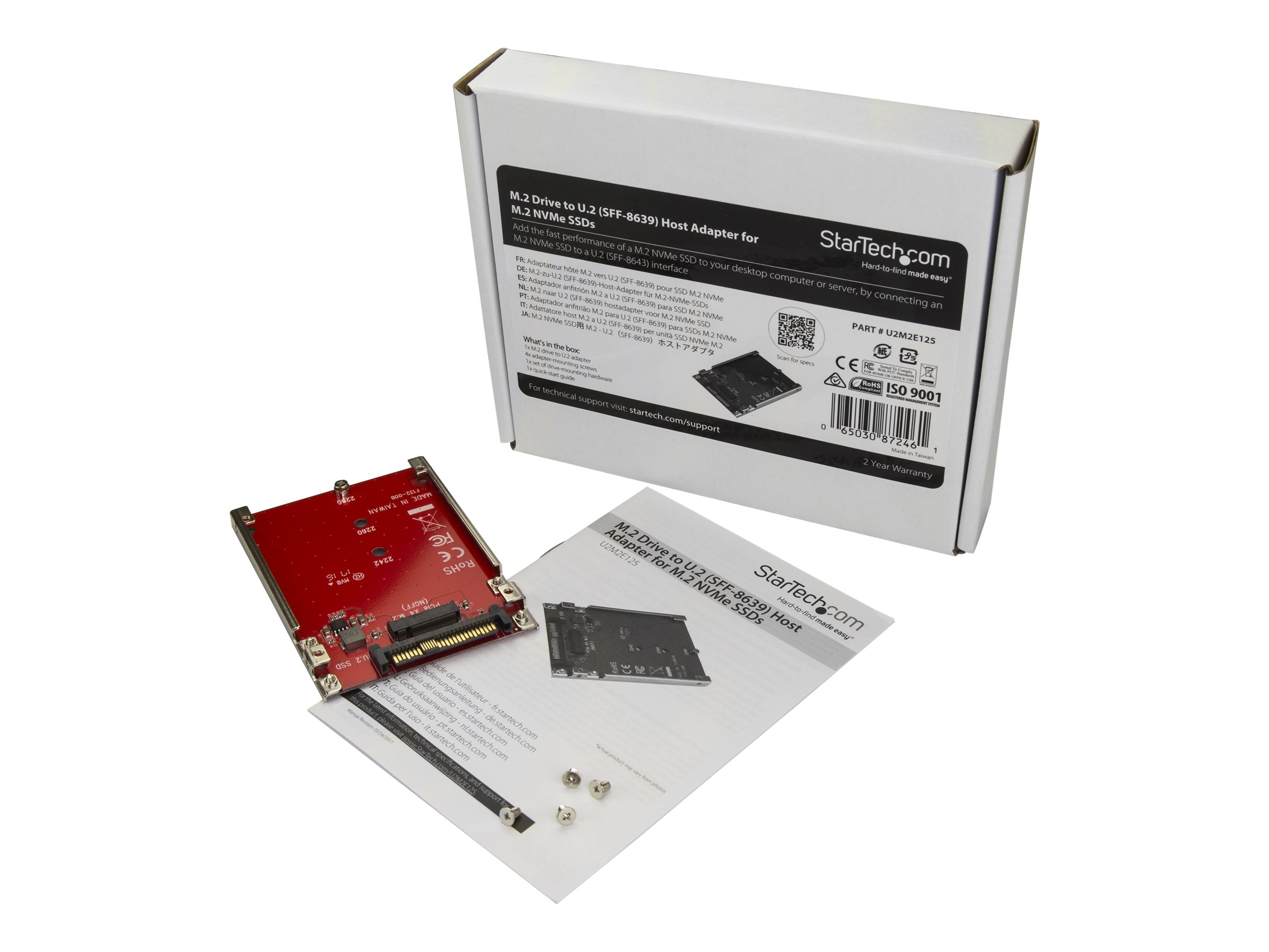 StarTech.com M.2 Drive to U.2 (SFF-8639) Host Adapter for M.2 PCIe NVMe SSDs