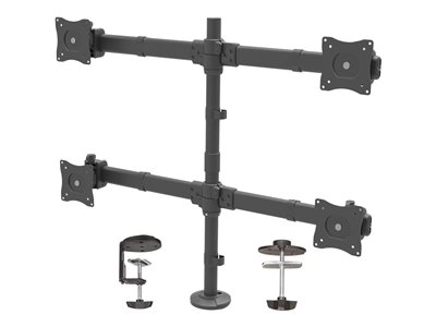 StarTech.com Desk Mount Quad Monitor Arm - Ergonomic VESA 4 Monitor Mount 2x2 up to 27" - Articulating & Height Adjustable Pole Mount - Tilt/Swivel/Rotate LCD/LED Screen - Desk Clamp/Grommet