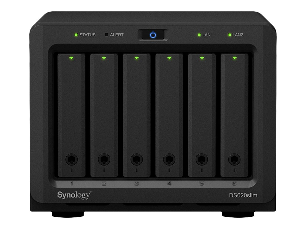 SYNOLOGY DS620slim 6-Bay NAS-Case 2 cores 2Ghz 2GB DDR3 6x2.5inch HDD/SSD 46.08TB max 2xGbE LAN