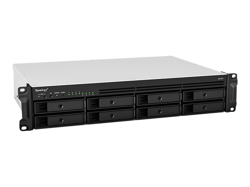 SYNOLOGY RS1221+ 8-Bay NAS-Rackmount AMD Ryzen V1500B 4-core 2.2GHz 4GB DDR4 up to 32GB RJ-45 4x1GbE 2xUSB 3.2 1xeSATA