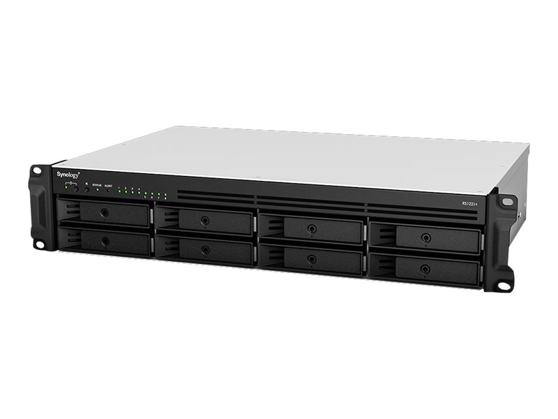 SYNOLOGY RS1221RP+ 8-Bay NAS-Rackmount AMD Ryzen V1500B quad-core 2.2GHz 4GB DDR4 up to 32GB RJ-45 4x1GbE 2xUSB 3.2 1xeSATA