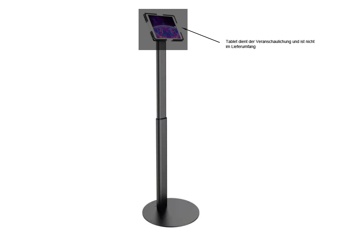 VESA Standfuß Halterung höhenverstellbar für Tablet, Display, Monitor 7,5cm/10cm, schwarz