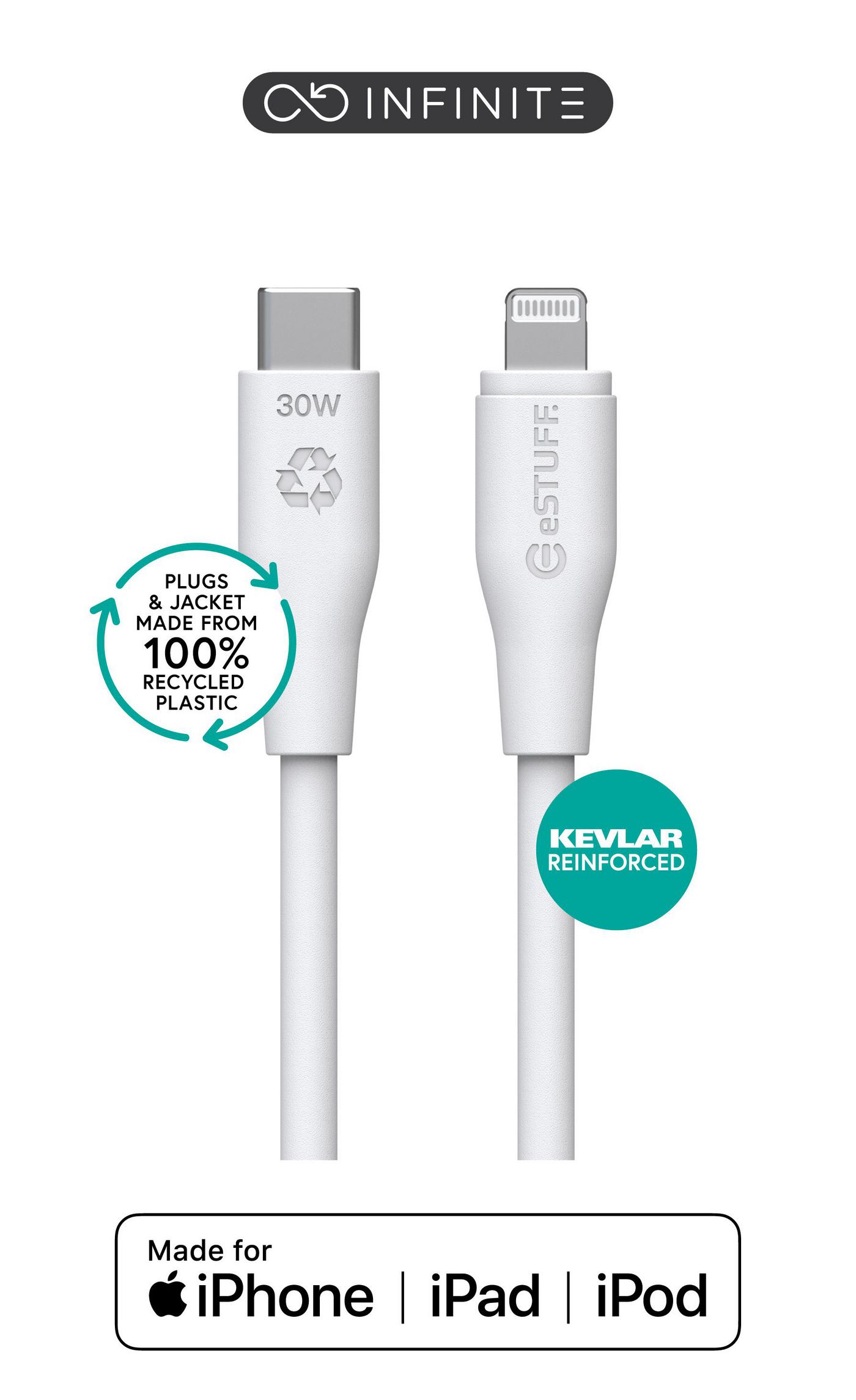 eSTUFF ES602370-BULK lightning cable 3 m White