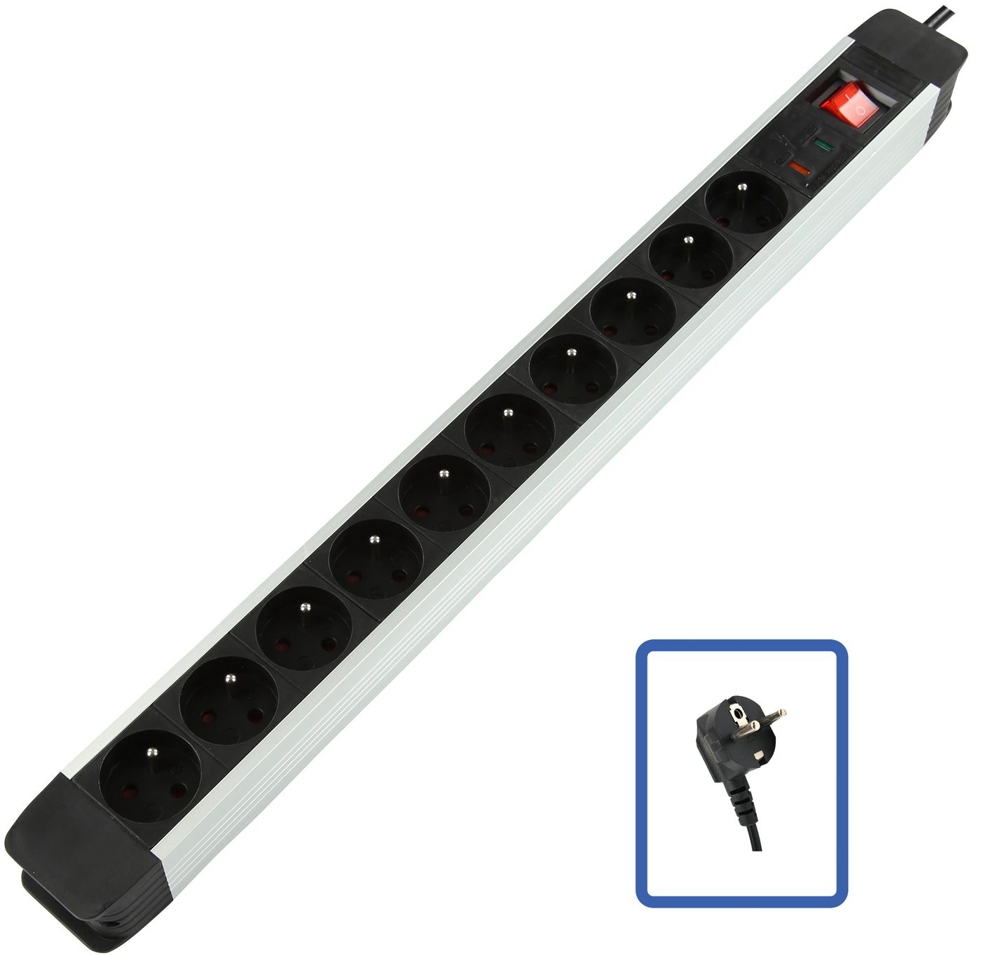 10-WAY POWER STRIP WITH SURGE