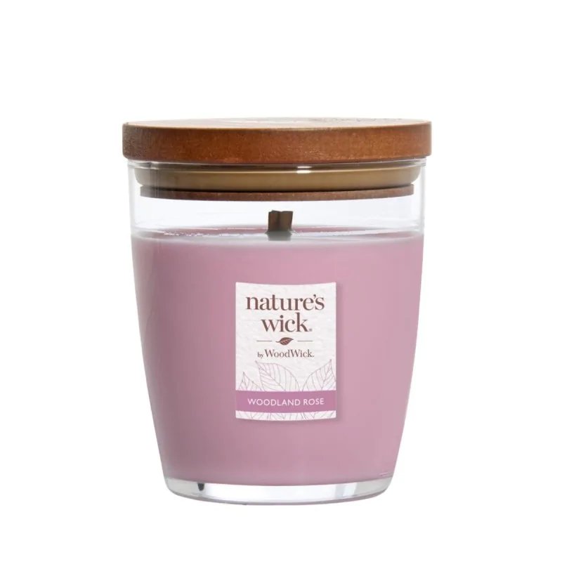 WoodWick Nature's Wick Woodland Rose Medium | Scented candle | 1 wooden wick, 284g
